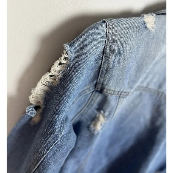 Ci Sono Distressed Jean Denim Jacket Size Large Cotton Blend DJK161 Women’s - Picture 4 of 6